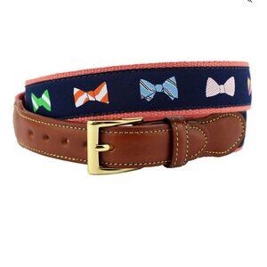 Country Club Prep Bowtie Canvas and Leather Belt Men's size 40 (pant size 38)
